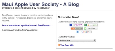 Example of Feedburner Landing Page